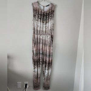 ILSE JACOBSEN | jumpsuit snakeskin printed taupe gray sz XL